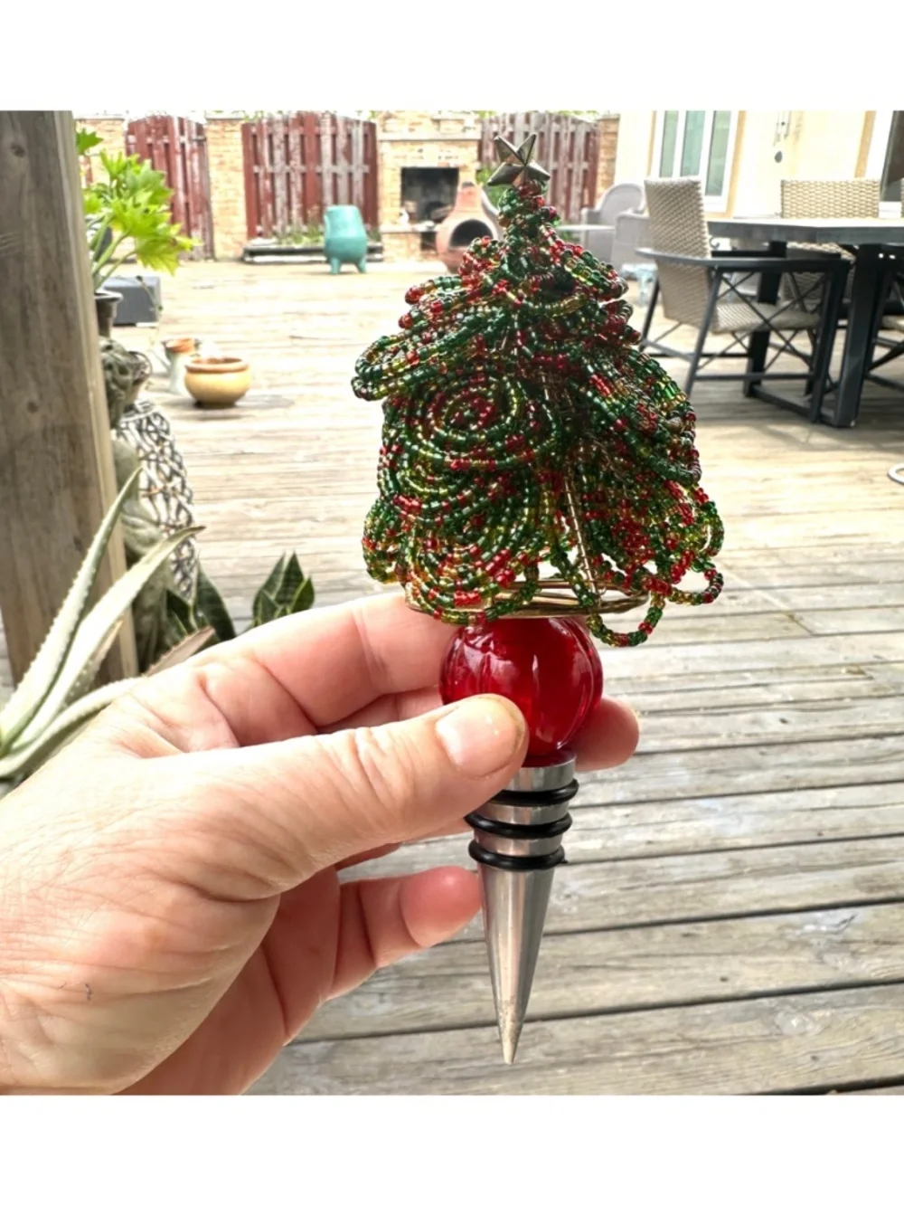 PIER 1 IMPORTS Wine Bottle Stopper 7” Christmas Tree